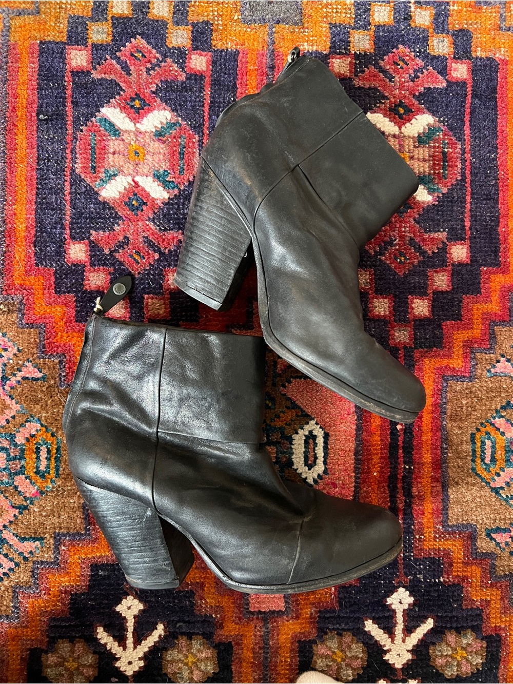 Rag and Bone Black Leather Heel Booties